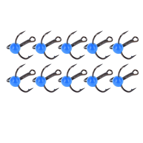 10 st/set Fiske Treble Hook Hög Kolstål Korrosionsbeständighet Fiske Lure Färg Borr HookBlue