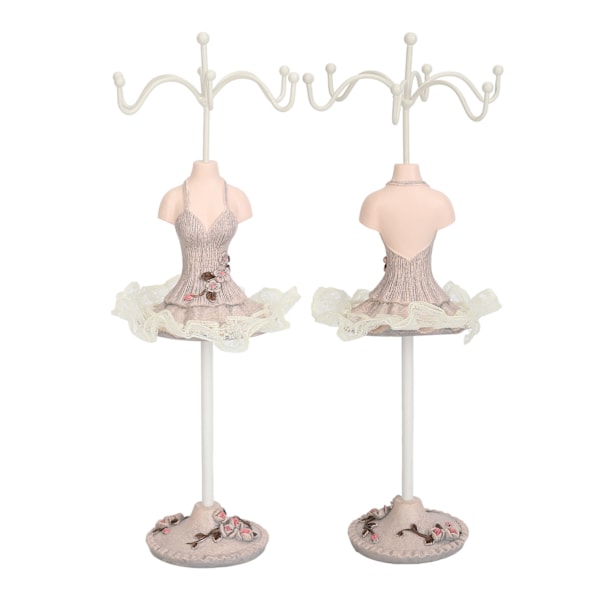 Örhängen Halsband Prinsessklänning Stativ Display Resin Mänsklig Modell Smyckesorganisatör Grå
