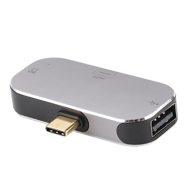 Dockningsstation 3 i 1 Typ C Hane till Mini DP USB A Typ C Hona USB C Docka för Windows för Android för OS X