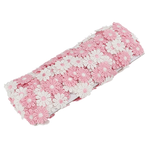 Daisy-lapper 15 meter polyester søte rosa hvite blomster brede applikasjoner blomsterlapper for sying broderi DIY