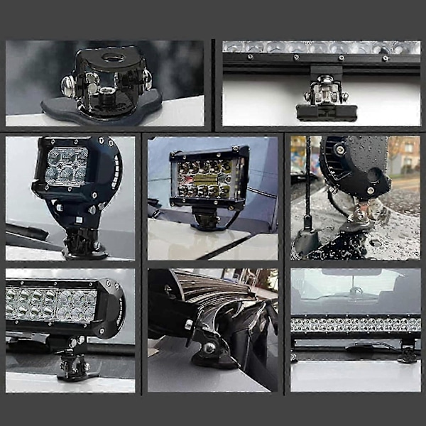 LED Lysbar Monteringsholder Motorpanser LED Lysbar Monteringsbrakett Arbeidslys Festeholder Base Universal for Biler Sedaner Lastebiler UTV-er SUV-er