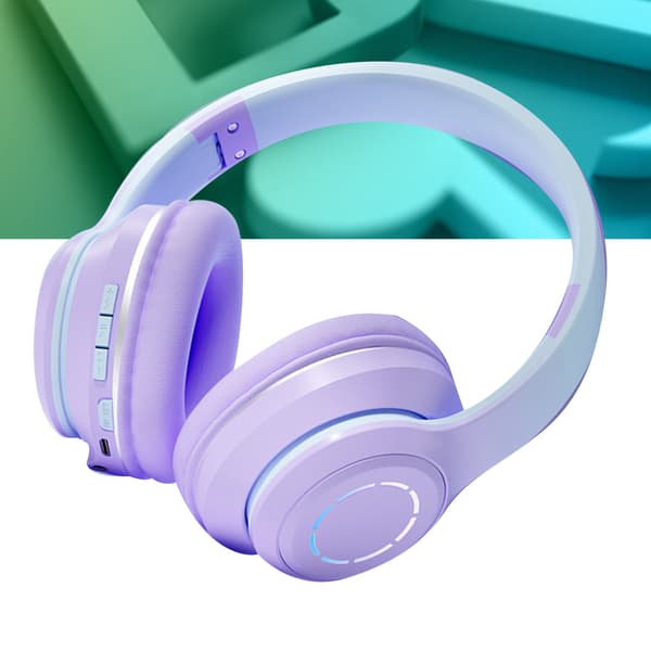 Trådlöst Spelheadset Gradient BT5.2 Anslutning Mjuka Öronkuddar Färgglada Ljus Spelheadset för Dator Bärbar Dator Lila