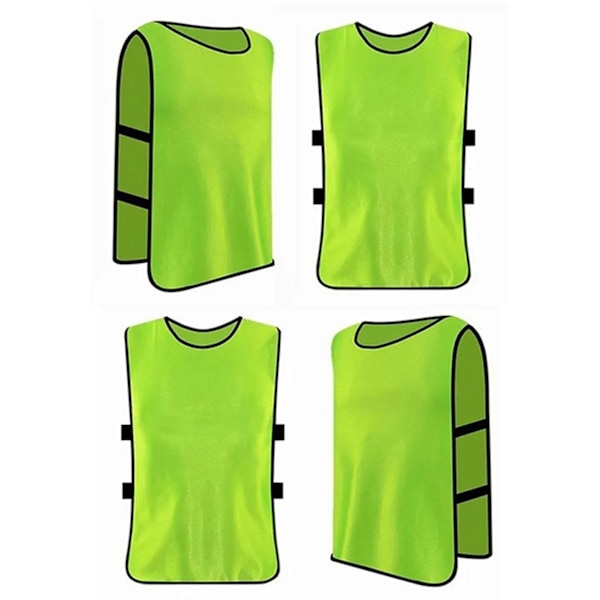 4PCS Fotbollsträningsväst Fluorescerande Grön Merceriserat Tyg Fotbollsväst för Utomhus Vuxna