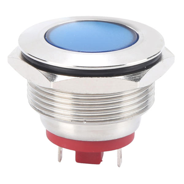 LED-indikator 22 mm förnicklad mässing metall universell vattentät stift blå signallamp 6 V blå