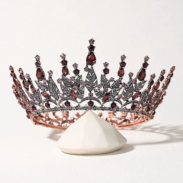 Mørk Lilla Rhinestone Gotisk Dronningkrone - Elegante Hårtilbehør til Bryllup, Galla og Halloweenfest