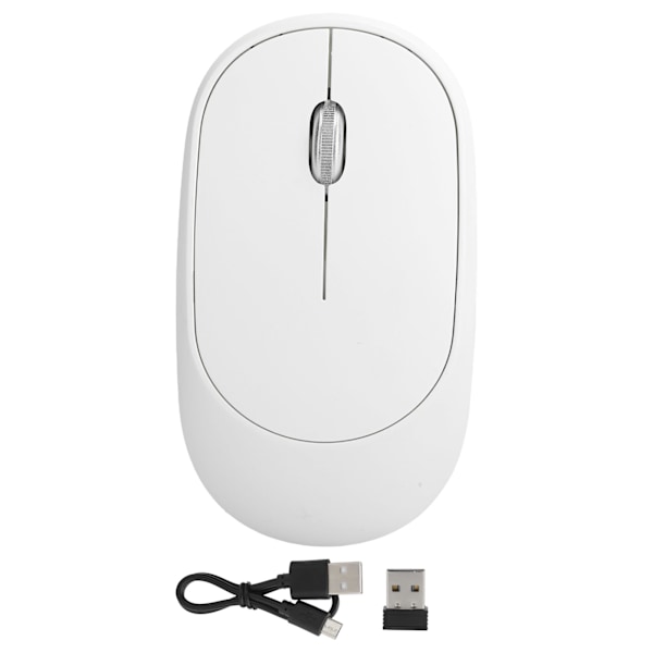 Trådlös mus DPI justerbar laddningsbar optisk dator extern enhet med USB-mottagare Vit