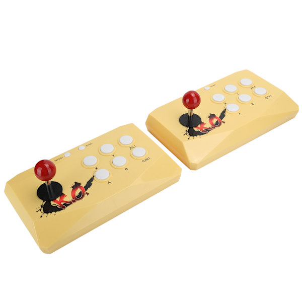 Dubbel trådlös fighting joystick gamepad spel fight stick controller TV spelkonsol gul