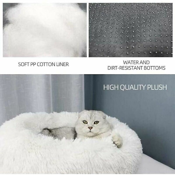 Rund Mjuk Fleece Djurbädd Filt Sovande Kattsäng Rosa Valpbädd - 50cm