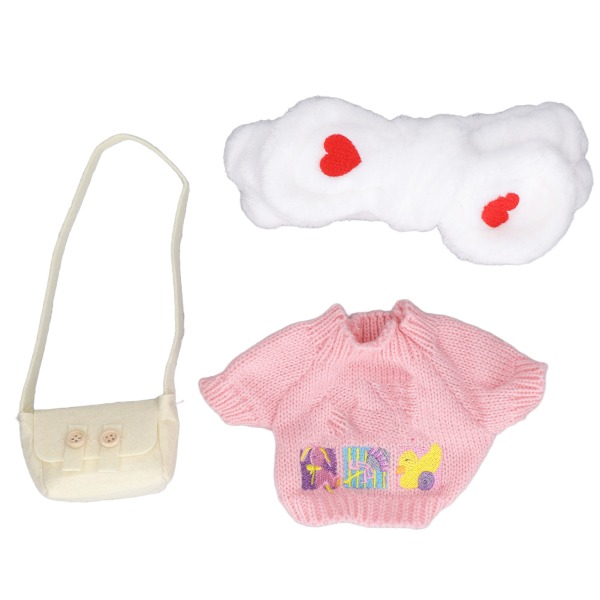 3-delt sett Duck plysj leketøy DIY hvitt hjerte pannebånd Rosa genser bag plysj andeklær for barn for plysj leketøy
