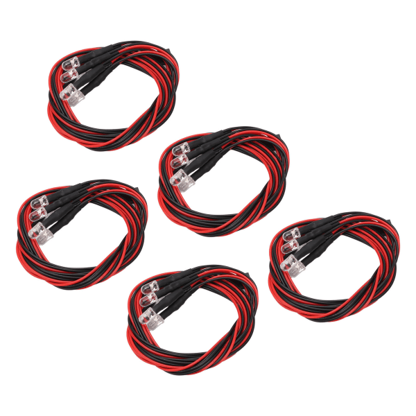 5 set 4 LED RC-billjus Hög ljusstyrka Diameter 5 mm Vitt rött ljus RC LED-ljussatser för modifierade strålkastare