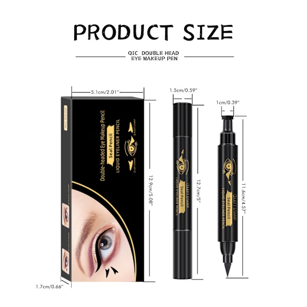 Kaksipuolinen vasen ja oikea nestemäinen eyeliner-kynä, vedenpitävä ja tahraamaton eyeliner, loistava lahja ystäville