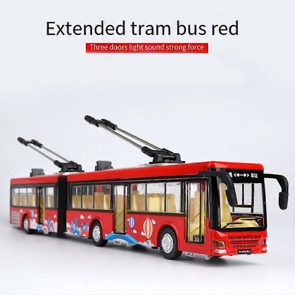 Høy Simulering 1:50 Legering Trekk Tilbake Dobbel Buss Bybuss Modell Rød