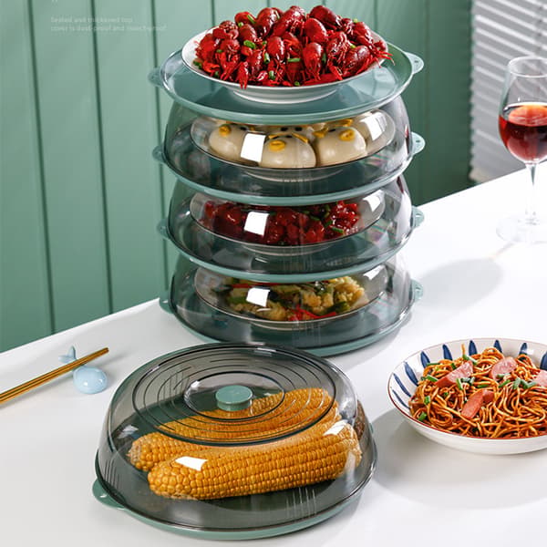 Diskställ PET Värmeisolering Förvaring Transparent Dammtät för Hem Picknick Matlagning Grön
