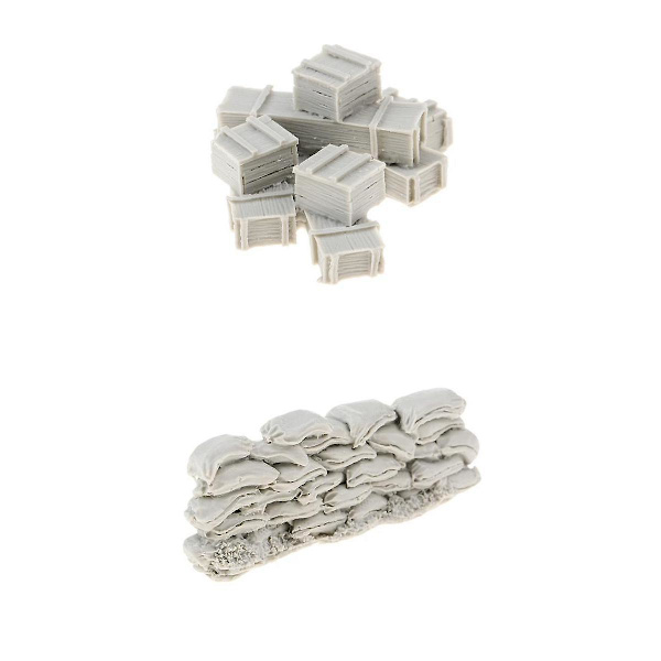 1:35 Resin Soldat Scenarie Tilbehørssæt Model Sandsæk Væg og Kasser