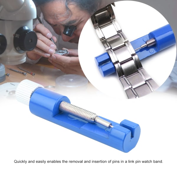 Metall justerbart watch Armband Link Pin Remover Reparationsverktygssats (blå)