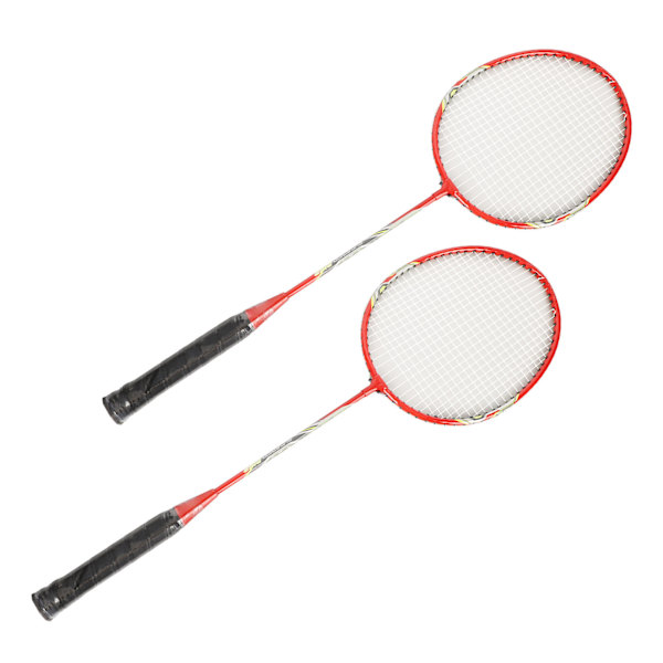 LEIJIAER Badminton Racket Set med 2 spelare Järnlegering Professionell Träningsersättning Utrustning Röd