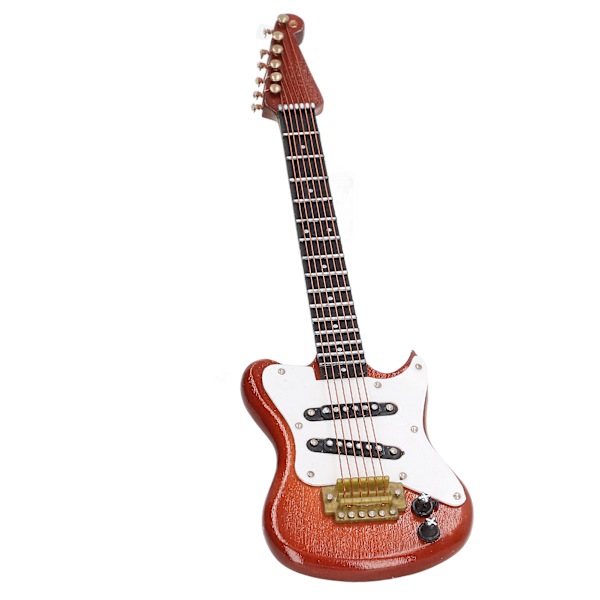 5,9 tommers miniatyr gitarmodell, delikat miniatyr musikkinstrument gitarmodell kaffe med gulltau