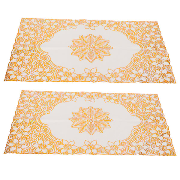 2PCS 30cmx45cm PVC Table Mat Gold Placemats Cup Coaster Pad Kitchen Wedding DecorationStyle 2