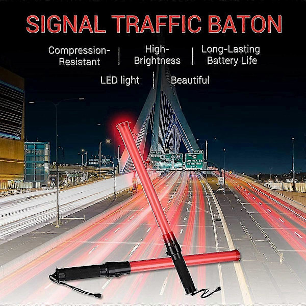 6 Stycken 41cm Signal Trafikstav Ljus LED Trafik med 2 Blinkande Mönster