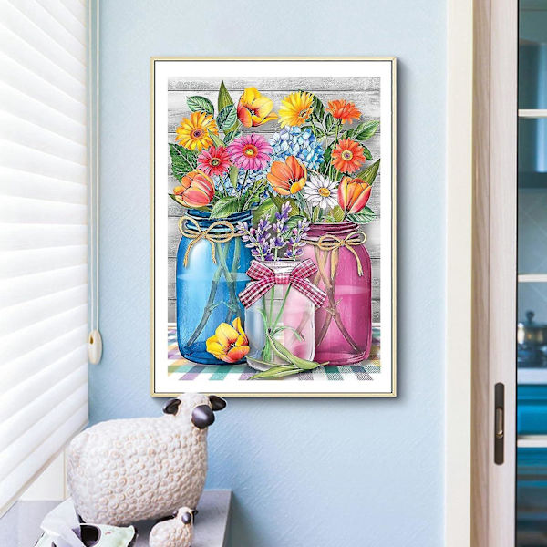 Runda 5D diamond painting för vuxna - komplett gör-det-själv- set med pärlbräda, perfekta presenter till familj och vänner - 40x30 cm