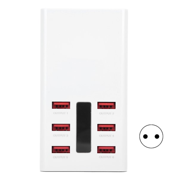 100-240V 6-porters hurtig multi-USB-lader stasjonær mobiltelefon ladestasjon dokkingstasjon 30WEU-plugg