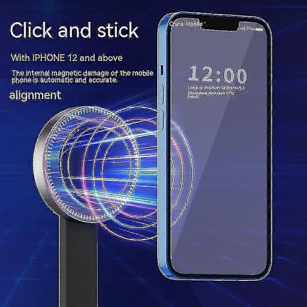 Magnetisk Selfie Stick Tripod Kompatibel med Magsafe til iPhone 14 13 12 & Alle Telefoner Sort