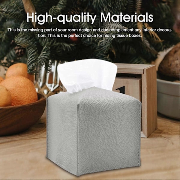 Servietboks Cover Holder | Firkantet PU Læder Servietboks Cover | Moderne Dekorativ Servietholder til Hjem, Kontor, Skriveborde