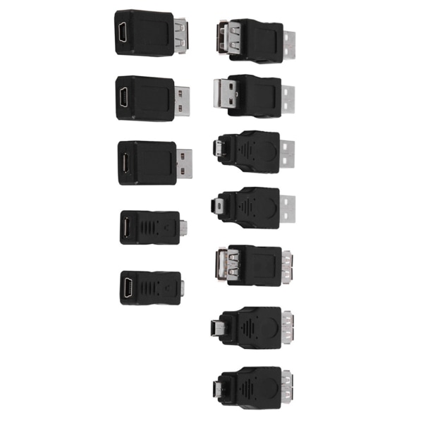 Förpackning med 12 st. Flera USB2.0-adaptrar Micro/Mini Hane Hona-omvandlare Kontakter