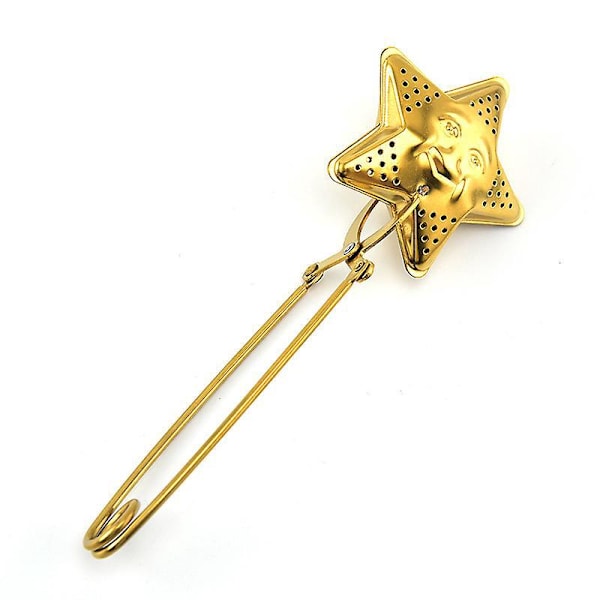 Te-infuser med lige håndtag, metal, hængslet og klemme-stil, til løs bladte