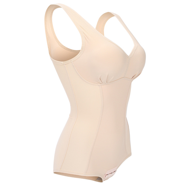 V-ringad slank kroppsformande shapewear med bh för kvinnor midjetränare magkontroll body (Khaki)XXL