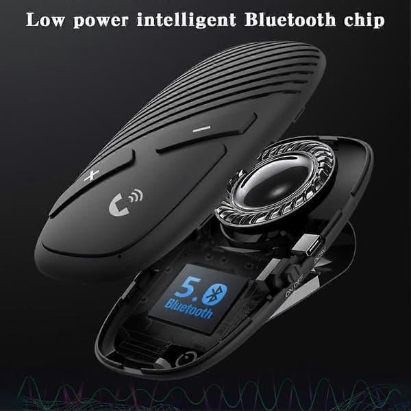 Bilsolskydd Bluetooth-kompatibel högtalartelefon Handsfree Automatisk högtalartelefon Svart
