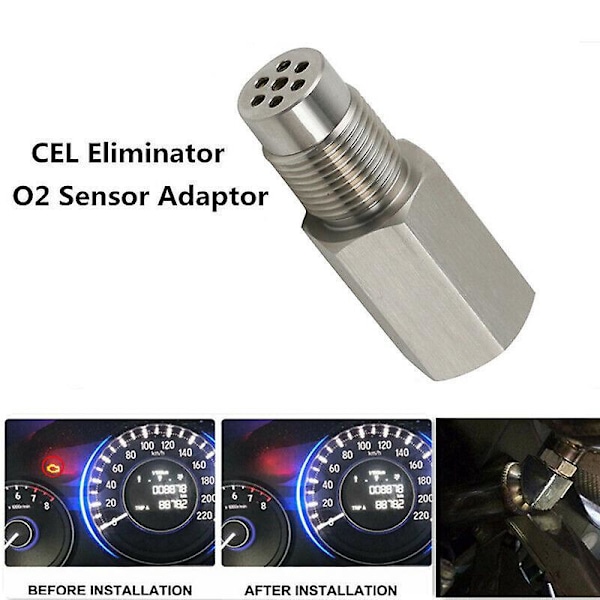 O2 Ilt Sensor - Rustfrit Stål Ilt Sensor Spacer Adapter Katalysator Bung Fix Check Engine