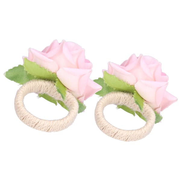 2 STK/Pose Simulationsblomst Servietringe Moderne Servietholder Borddekorationer til Bryllup Pink