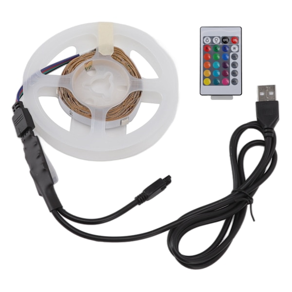 RGB LED-strimmel 5V USB RGB LED-strimmel med Bluetooth-app-styring 24 taster IR-fjernbetjening til fest bar bryllup 2m / 6,6ft