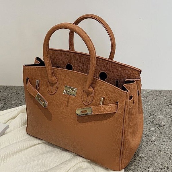 Brun Mode Liten Kvadratisk Väska Premium Väska PU Handväska Axelremsväska Messenger Väska Party Väska brown About 53*23*11cm