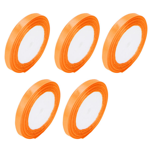 5 st/set satinband 22 m långt 10 mm brett bröllopsfest dekoration DIY-tillbehör för presentkaka godisboxförpackning orange