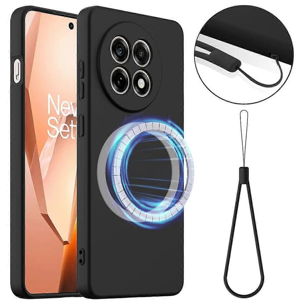 Compatible with OnePlus Ace 5 5G / OnePlus Ace 5 Pro 5G / OnePlus 13R 5G Case Compatible with MagSafe Anti-Drop Liquid Silicone Pho Black