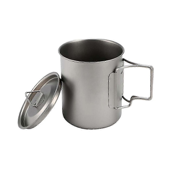 Ultralätt Titankopp Utomhus Portabel Mugg Camping Picknick Vattenkopp Fällbart Handtag 750Ml Titan