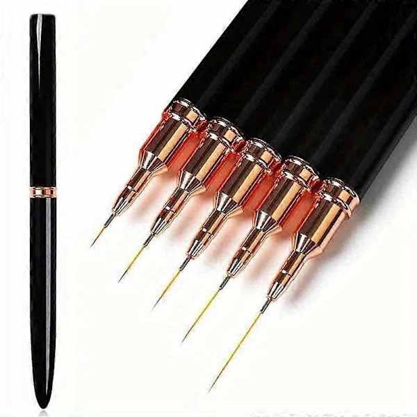5 st Professionell Nagelkonst Penselset Förlängda Linjer Ritning UV Gel Målning Nageldesign Manikyr Verktyg Vit 5 st