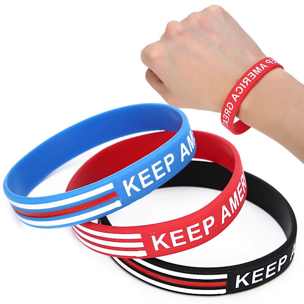 3 stk Silikone elastisk armbånd Unisex Special Letter Farverigt Patriotic Armbånd