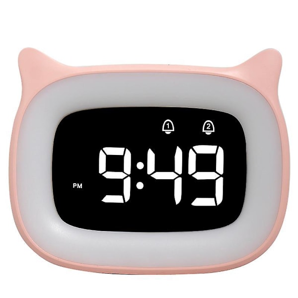 Lysande Barnväckarklocka för Tonåringar Flickor Pojkar RGB 8 Skiftande Färger, 18 Ringsignaler, Två Alarm, 12/24 Timmars Snooze-lägen Rosa [Energiklass A
