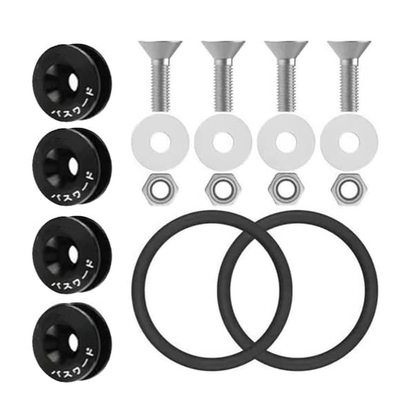 JDM Quick Release Fasteners Kit Komplet Høj Styrke Anodisk Oxidation Overflade til Bil Sort
