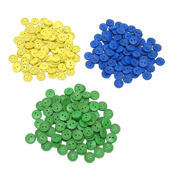 300 stk runde treknapper 0,6 tommer 2 hull livlige farger Robuste glatte håndverksknapper for DIY Scrapbooking sying
