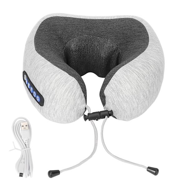 Elektrisk nackmassager multifunktionell uppladdningsbar U-formad minnesskum knådande vibrationskudde med värmeandningsbar svart
