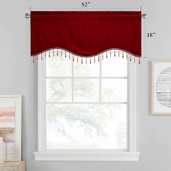 53\"B x 17.7\"L Kökkappa Mörkläggningskappa Gardiner för Kök Café Gardiner Badrumsgardiner, Röd, 1 Panel