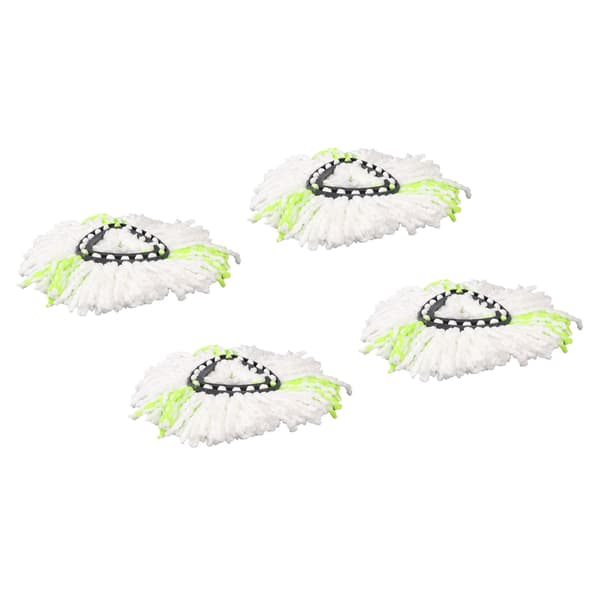 4-pakning Spin Mop Erstatningshode Trekant Gjenbrukbart Mikrofiber Roterende Mopphode for Gulvrengjøring Grønn 4 stk