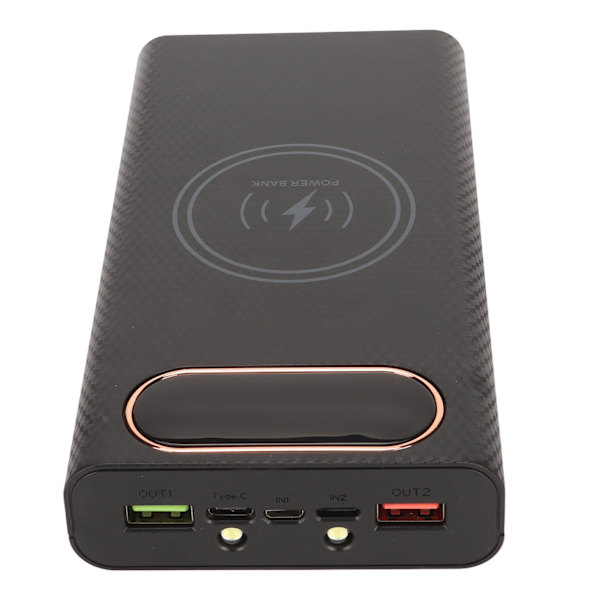 6x21700 Lader Batteriboks Sveisefri Power Bank Box Kit DIY batteriladerveske med 22,5W hurtiglading 15W trådløs lading Svart