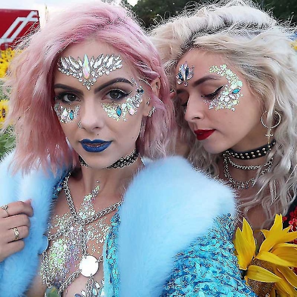 Rhinestone Ansigtssten Sæt til Temafester og Festivaler