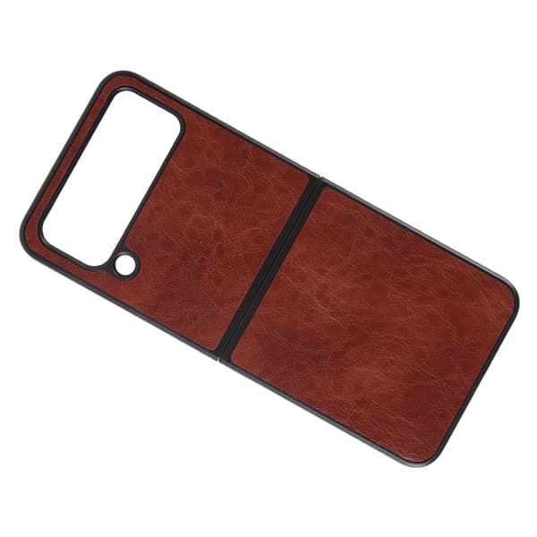 Vikbart telefonfodral PU-läder skyddande skal mjukt foder för Samsung Galaxy Z FLIP 4 Brun