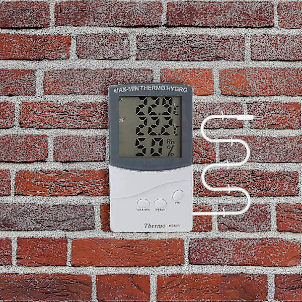 Bærbar LCD-skærm til væg/bord, indendørs/udendørs termometer hygrometer